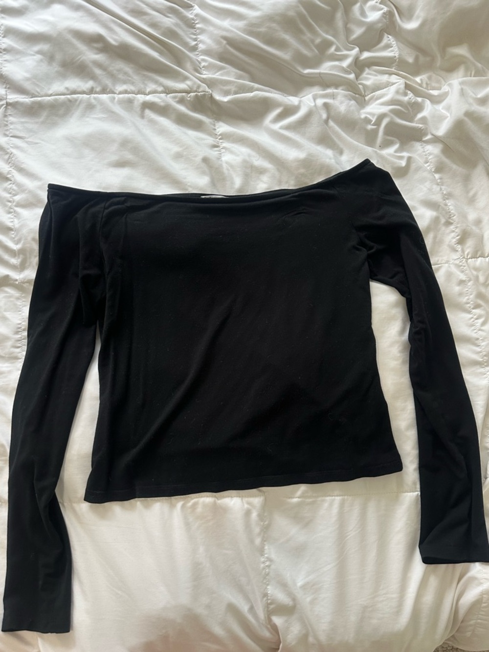Reformation Off-Shoulder Long Sleeve Black Women's Top